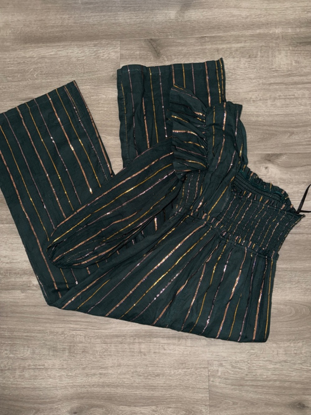 ❤️‍🔥Firm Price❤️‍🔥FARM Rio X Anthropologie One-Shoulder stripe Jumpsuit - Picture 7 of 10